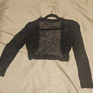 Le Chateau Black Sequin Long Sleeve Top